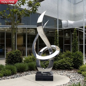 Youfine nhà máy giải pháp Nhà cung cấp tùy chỉnh văn phòng xây dựng ngoài trời hiện đại gương đánh bóng thép không gỉ Trừu Tượng điêu khắc - Product Image 1