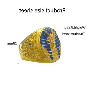 Anillo de Faraón Tutankamón Egipcio de Yunnique, Joyería de Moda Masculina en Oro, Anillo Guardián - Product Image 2