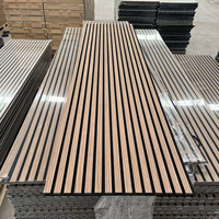 Panneau acoustique en MDF à lattes, panneau mural insonorisant en fibre de polyester, grille en bois, solution de décoration intérieure pour bureau et hall d'entrée