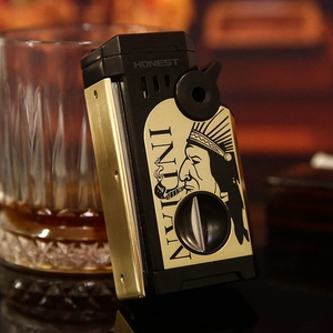 Encendedor de Cigarros Premium con Cinco Llamas, Cortador en V Integrado, Antorcha de Butano Resistente al Viento - Product Image 6
