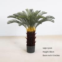 Pohon Bonsai Sago Cina Buatan yang Menarik, Tanaman Pot Sago Cycas Berkualitas Tinggi, Plastik PE PVC Jade Horizon untuk Dalam Ruangan