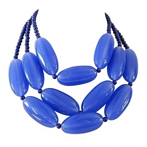 Trendy <b>Statement</b> <b>Necklace</b> Geometric Circle Resin Beads Design Unisex Party Jewelry Acrylic Lucite Colorful Design with Woman - Product Image 3