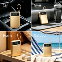 Banco de Energía Portátil de 35W con Cable, Carga Rápida, 20000mAh, Mini Pantalla, con Puertos USB Dual y Tipo-C para Uso en Exteriores