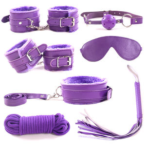 एसएम बुत चमड़े की आलीशान बंधन हथकड़ी कॉलर कोड़ा आंखों पर पट्टी चुप निपल क्लिप संयम सेट - Product Image 3