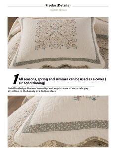 Set Copriletto in Puro Cotone di Alta Qualità, Moderno, per Tutte le Stagioni, Doppio Lato Ricamato, 200TC, Lavabile, con Motivo Floreale - Product Image 6