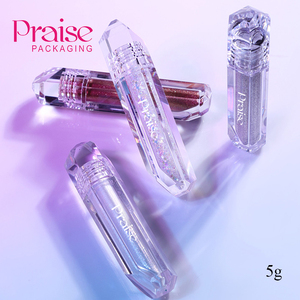 Empty clear diamond hexagon shape liquid eye shadow tube packaging 5g plastic thick wall cosmetics lip gloss container wholesale