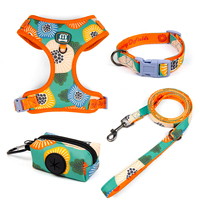 MIDEPET Ensemble de 4 harnais pour chien et chat personnalisables, écologiques, tendance, avec rubans, polyester de haute qualité, doublure en maille intérieure durable