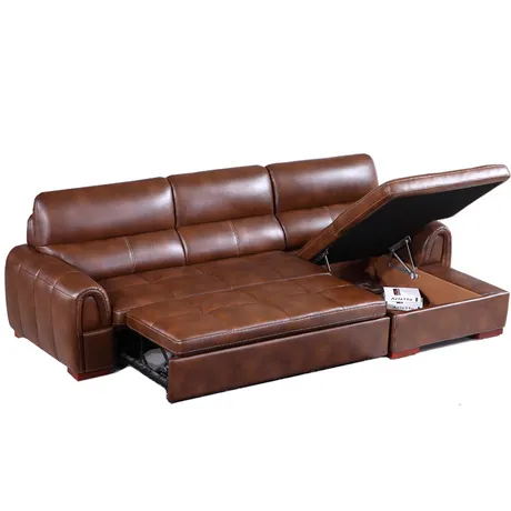 Özelleştirilmiş renk lüks mobilya L şekilli köşe uyuyan kanepe hakiki deri kanepe