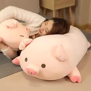漫画かわいい豚人形枕柔らかいかわいい豚ぬいぐるみ眠っている枕人形女の子の誕生日バレンタインデーギフト大きな布人形