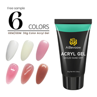 AiBevoow 30g Extensión de uñas Gel polivinílico 6 colores Venta al por mayor Suministro de belleza Etiqueta privada Muy buen color Embalaje de botella de gel Acrílico