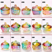 15 styles de pots en verre pour nail art, colorés arc-en-ciel, avec couvercle, pour poudre acrylique, liquide et monomère, outils et accessoires