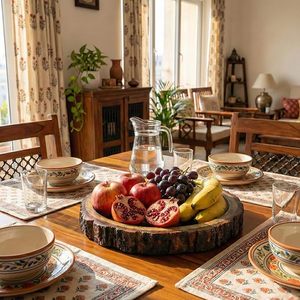 Premium Quality Handmade Wooden <b>Serving</b> Plates and Bowls <b>Set</b> for Dining Table Kitchen and Restaurant Use Available For Sale - Product Image 3