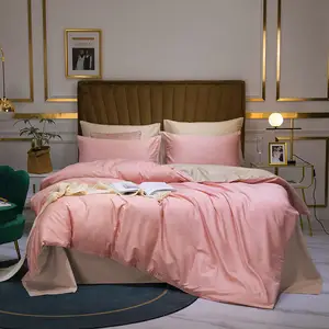beige fogli Suppliers-Set di lenzuola Beige rosa di prima qualità Twin Queen King Size all'ingrosso set di lenzuola di prima qualità