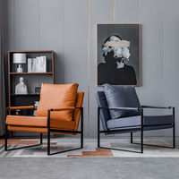 Fauteuil d'appoint Chesterfield carré moderne à une place avec structure en bois, rembourrage en éponge, pieds en bois d'hévéa et revêtement en tissu