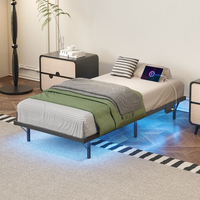 Lit en fer forgé suspendu sur mesure, multi-tailles, simple, avec éclairage et télécommande, 2 mètres, pour chambre à coucher