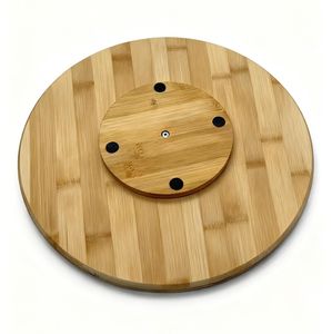 Prato Giratório de Bambu Ecológico para Servir Alimentos, Ideal para Cozinha, Sala de Estar e Mesa de Jantar - Product Image 4