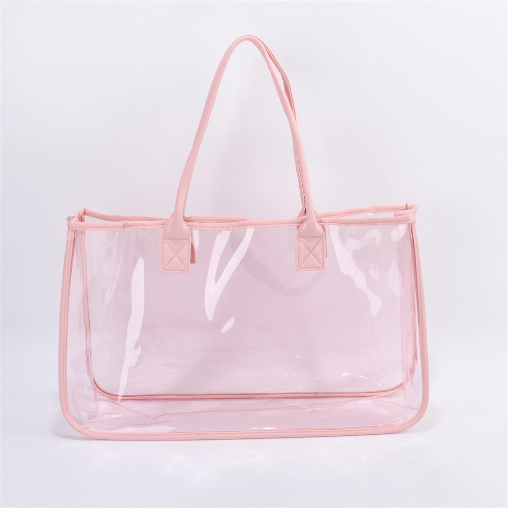 borsa tote trasparente rosa scuro