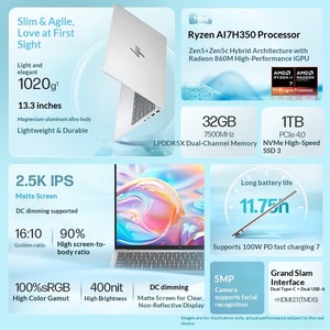 Ordinateur portable fin HP OmniBook Pro 13 Air 2025 de 13,3 pouces en gros, IA 7 H350, 32 Go, 1 To, écran 2,5K, Face ID, PC de bureau portable - Product Image 2