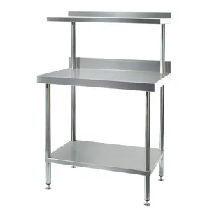 Customized Stainless Steel 304 Kitchen Food Prep Table Work Tables With Top Shelf Rack