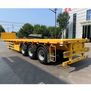 Semi-remorque plateau à suspension mécanique 3 essieux 40-60 tonnes, neuve, à <span class=keywords><strong>prix</strong></span> réduit, pour le <span class=keywords><strong>transport</strong></span> de conteneurs de 20, 40 et 45 pieds - Product Image 3