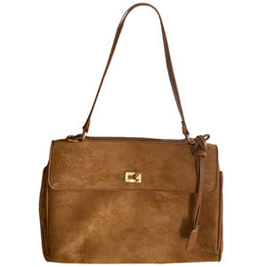 Bolso Tote Retro de Gamuza Marrón con Cierre de Candado, Bolso Bandolera para Mujer, Uso Diario, Otoño 2024 - Product Image 5