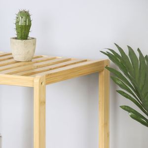 Kitchen Bathroom Living Room Wooden Tier <b>Stand</b> Ladder Shelf Organizer Bamboo <b>Corner</b> Rack Lacquer Finish for Flower Pot Storage - Product Image 6
