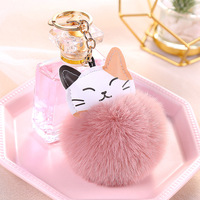 Llavero de Gato con Pompón, Colgante de Gato de Pelo Sintético Esponjoso, Adorno para Llaves, Decoración para Coche, Accesorios para Bolso de Mujer
