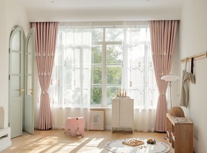 3D thêu Chenille Rèm valance cho phòng Cô gái của nhà máy dễ thương màu hồng sang trọng cửa sổ màn hình phim hoạt hình thỏ cung cho - Product Image 4