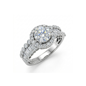 Bague de fiançailles et de fête en or massif 10K-18K avec logo personnalisé, zircon rond de 1,0 ct et diamant de laboratoire serti à griffes, certifiée IGI - Product Image 1