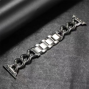 สายนาฬิกาอัจฉริยะสแตนเลสสตีลสดใสสำหรับ <span class=keywords><strong>Apple</strong></span> <span class=keywords><strong>Watch</strong></span>, สาย Acero inoxidable สำหรับ iWatch <span class=keywords><strong>Series</strong></span> 9 41มม. 45มม. - Product Image 1