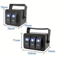 Boîtier de 3 interrupteurs à bascule 12V SPST marche/arrêt avec LED bleue, étanche, en aluminium, avec support de montage pour bateau, voiture, camping-car, camion