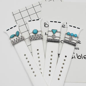 Thông minh Dây đeo đồng hồ phụ kiện bạc kim cương trang trí cho Apple xem ban nhạc Turquoise kim loại Charms Vòng trang trí - Product Image 1