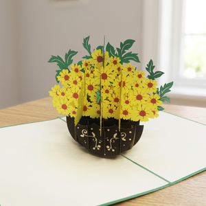 Panier de fleurs tendance, carte pop-up 3D marguerite, papier artistique fait main, toutes tailles, toutes couleurs, design personnalisé, cadeaux pour la Fête des Mères, vente en gros - Product Image 4