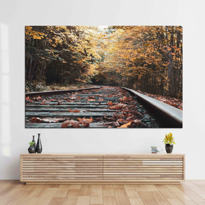 Autumn Train Tracks <b>Canvas</b> Print: Elegant Landscape <b>Wall</b> Art,WRAPPED <b>CANVAS</b> - Product Image 3