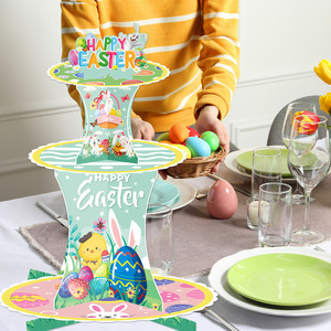 Support à cupcakes de Pâques à 3 niveaux DAMAI, en carton, en forme de lapin, pour œufs et desserts, présentoir de table, fournitures de fête pour Pâques - Product Image 3