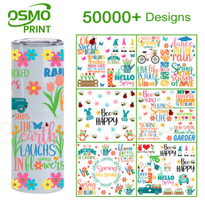 Autocollant UV DTF Osmo motif floral printanier tendance avec enveloppe de transfert UV pour gobelet mince de 20 oz - Product Image 1