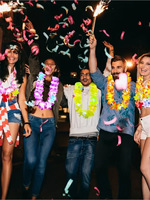Kalung Bunga Lei Hawaii Grosir dengan Lampu LED, Kalung Dekorasi Pesta Pantai Luau Tropis Karnaval