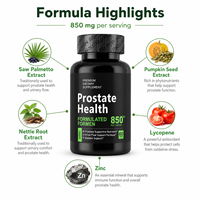 Capsules de soutien de la prostate pour hommes adultes, à base de plantes naturelles, probiotiques, antioxydants, avec Palmier nain, Pygeum africanum, Lycopène, sans gluten