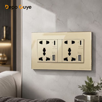 Prise murale universelle en verre trempé doré de luxe, prise UK 16A, USB Type C 18W, charge rapide, usage industriel, hôpital, maison, électrique