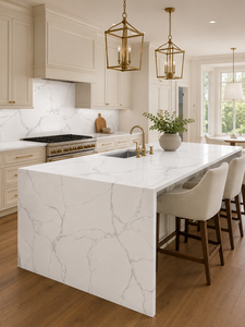 Vietnam Union Quartz Calacatta <b>Silver</b> Mist Artificial Big Slabs Kitchen Table <b>Top</b> Polished Finish 20mm Thick Waterproof Hotel - Product Image 1