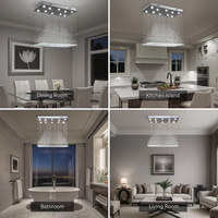 Lustre LED long en cristal doré pour plafond haut, villa, maison, escalier, salle à manger - Design moderne, hauteur 36 pouces