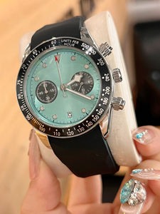 Women's Pink Silicone Strap Chronograph Quartz <b>Watch</b> Stainless Steel Case Analog Dial 40mm Elegant Fashion Design - Product Image 5