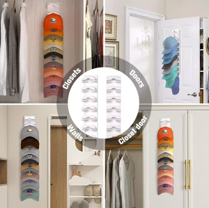Lot <span class=keywords><strong>de</strong></span> 2 organiseurs <span class=keywords><strong>de</strong></span> casquettes pour casquettes <span class=keywords><strong>de</strong></span> baseball, support mural pour chapeaux avec adhésif puissant pouvant accueillir jusqu'à 20 casquettes, support <span class=keywords><strong>de</strong></span> rangement pour chapeaux - Product Image 4