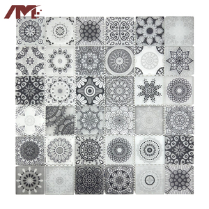 Salle de bain moderne auto-adhésif bricolage gris cristal verre mosaïque carreaux mur - Product Image 1