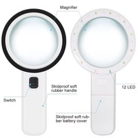 Loupe avec lumière, grande loupe à main 30X loupe éclairée à 12 LED pour la lecture des personnes âgées, soudure