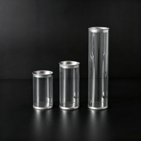 Tube d'emballage cylindrique en PVC transparent imprimé pour houppette, boîte de rangement beauté en forme de gourde/goutte d'eau avec bouchon à clapet, couleur personnalisée CMYK/UV