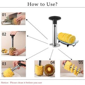 Éplucheur, coupeur, trancheur et dénoyauteur d'ananas en acier inoxydable personnalisé, outils pour éplucher et retirer le cœur, couteau à fruits et légumes, gadget de cuisine, spiraliseur - Product Image 2