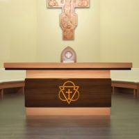 Moderno Set de Púlpito y Atril de Madera para Iglesia con Tallados Intrincados, Muebles Religiosos de Madera Maciza para Escuelas Sagradas y Exteriores