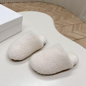 Luxury Winter Wool Slippers Women Soft Fur Half Slippers Cozy Warm Indoor Outdoor Fashion Flat Mule <b>Slides</b> Casual Shoes - Product Image 6