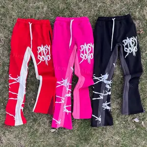 Pantalones de chándal Acampanados para hombre, pantalón de chándal multicolor de alta calidad, con estampado de grafiti personalizado, para correr